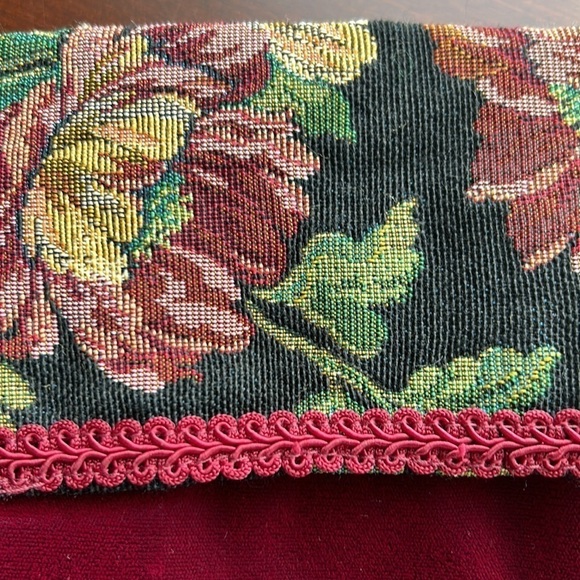 2 Victorian holiday stockings tassels extra large in size mixed media material - Picture 5 of 17